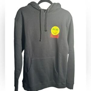 NWT Full Send Unisex Black Smiley Face Puff Graphic Hoodie - Size Small